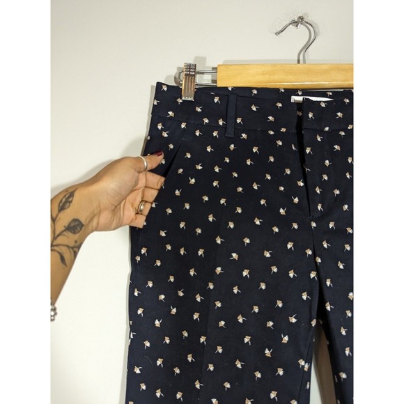 MNG Suit Navy Floral Chino Ankle Pants Women Size 4 - Picture 7 of 8